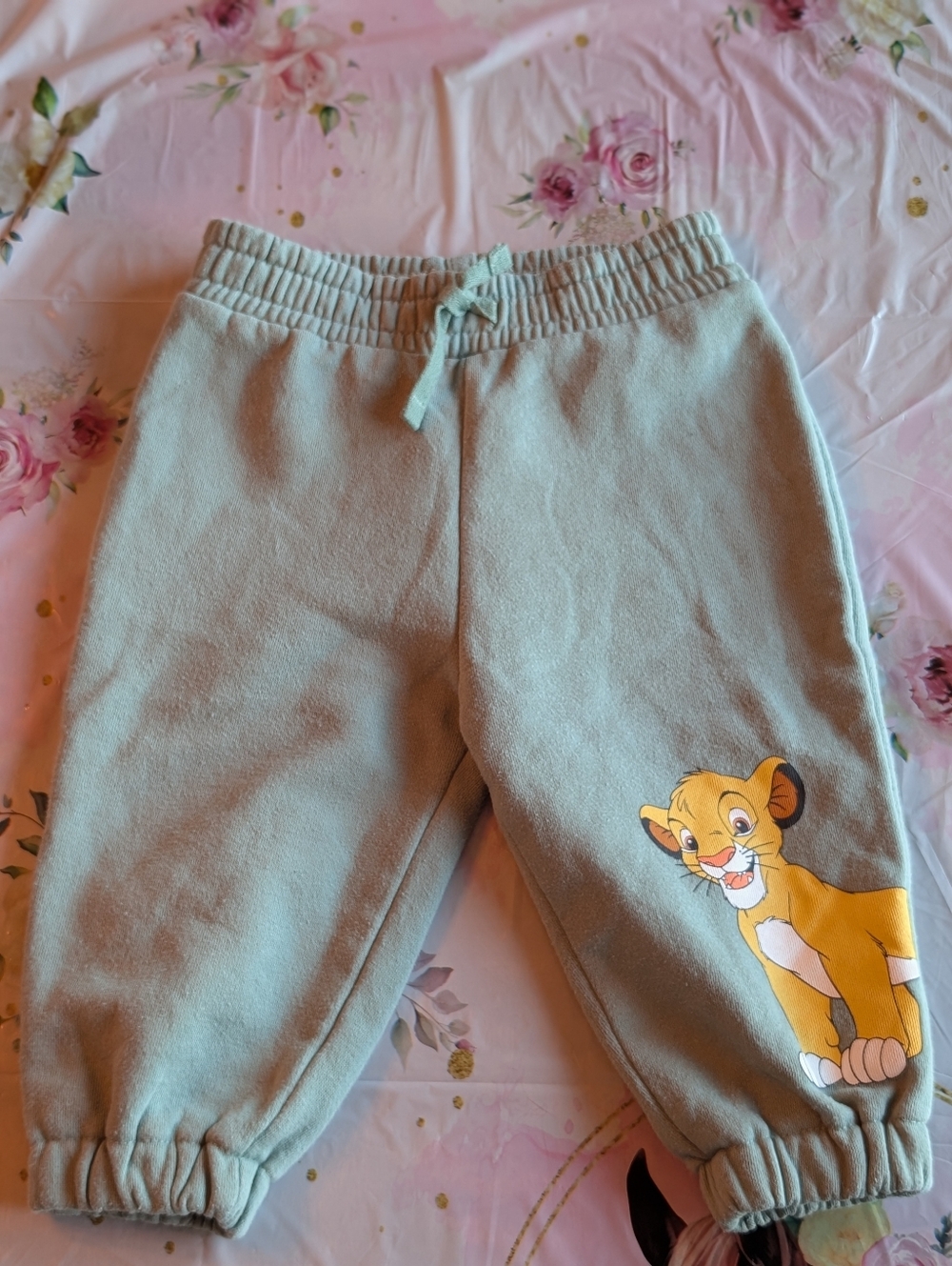 Primark Light Green Kids Sweatpants with Simba Print/ Infant 6-9 Months